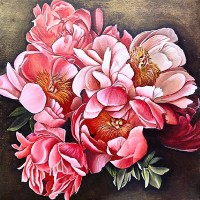 Laiba Maqsood, Poetry in Petals, 18 x 18 Inch, Acrylic on Canvas, Floral Paintings, AC-LMQ-001